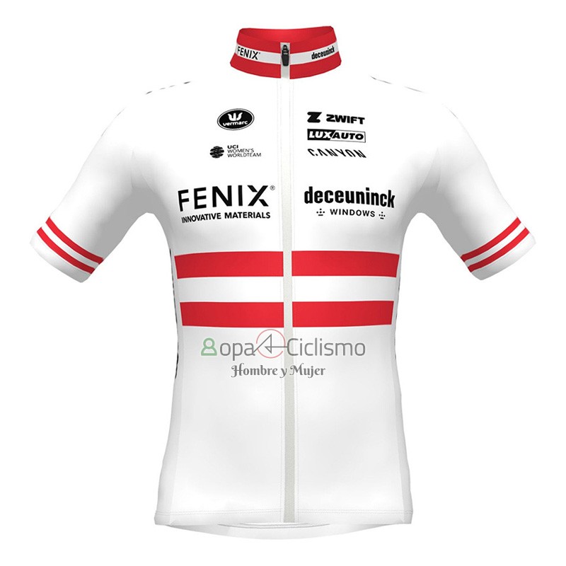 Deceuninck Quick Step Ropa Ciclismo Culotte Corto 2023 Mangas Cortas Blanco Rojo
